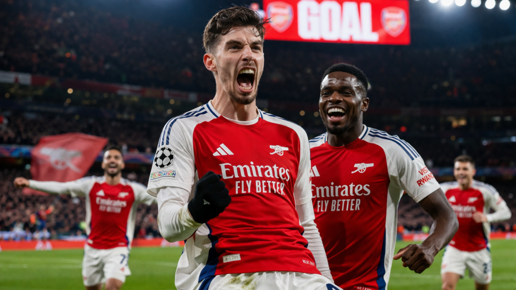 Arsenal celebrates a thrilling goal