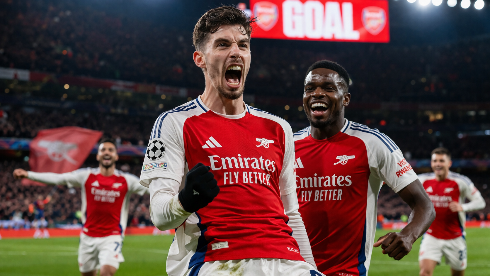 Arsenal celebrates a thrilling goal