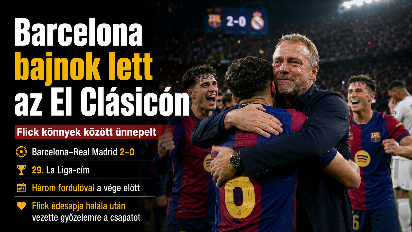 Barcelona bajnok lett az El Clásicón