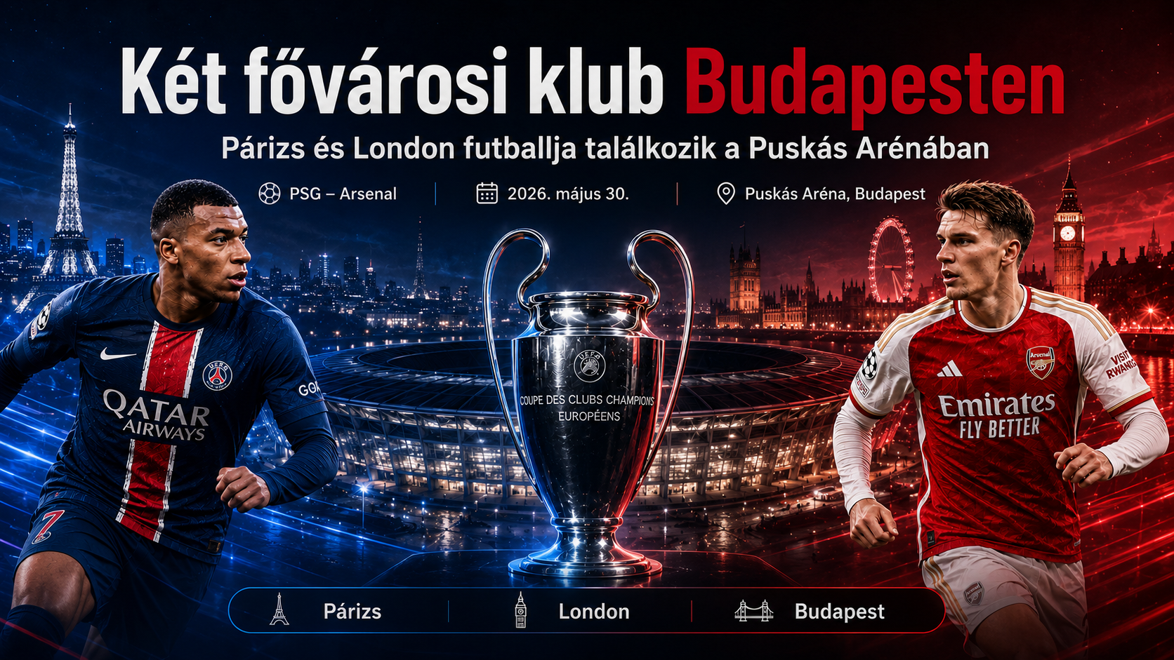 Párizs és London futballja találkozik a Puskás Arénában
