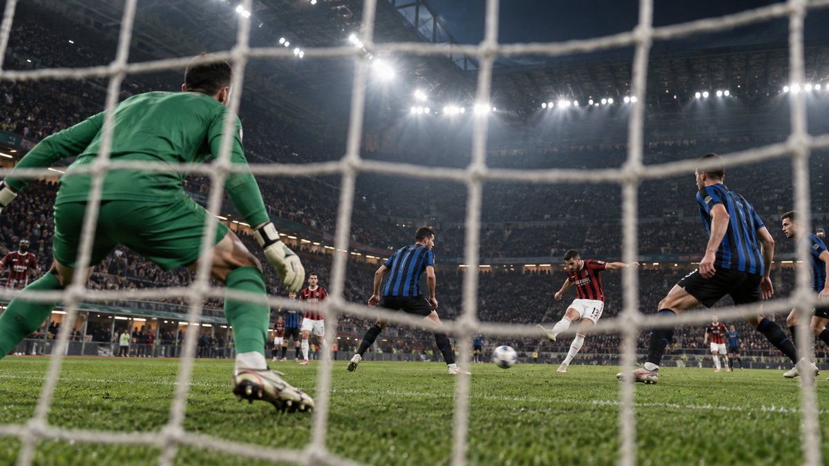 AC Milan–Atalanta – AI-val készült futballillusztráció