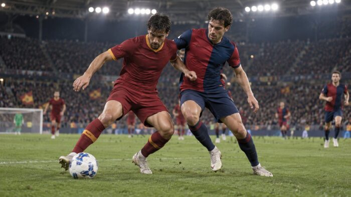 AS Roma–Genoa – AI-val készült futballillusztráció