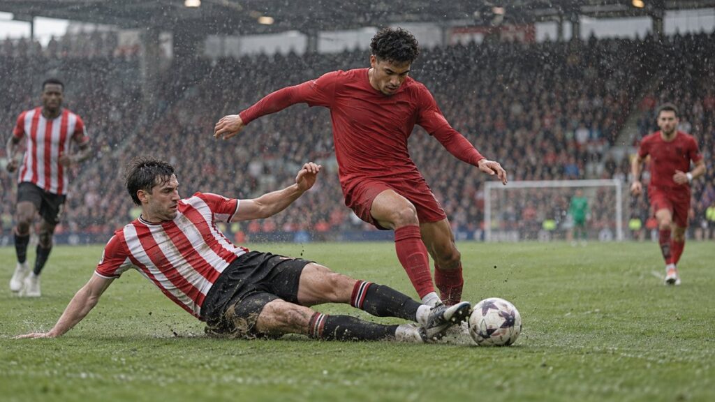 Brentford–Liverpool – AI-val készült futballillusztráció