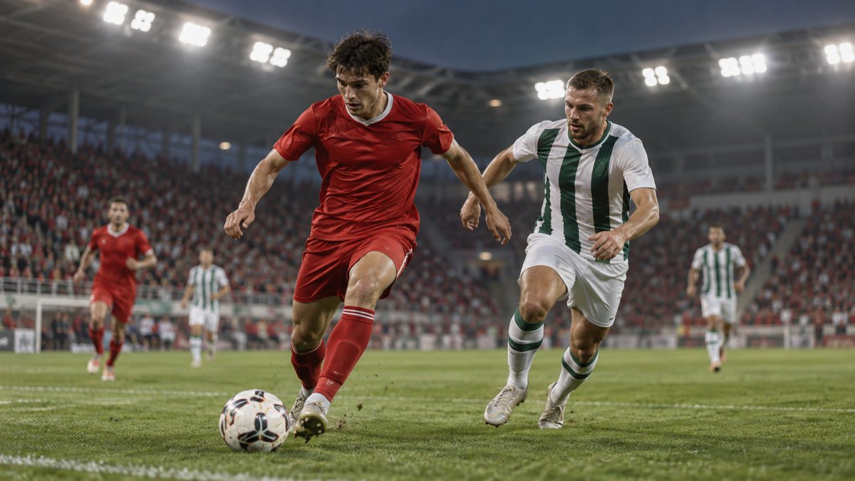 Kisvárda–Ferencvárosi TC – AI-val készült futballillusztráció
