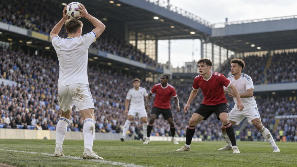 Leeds–Manchester United – AI-val készült futballillusztráció