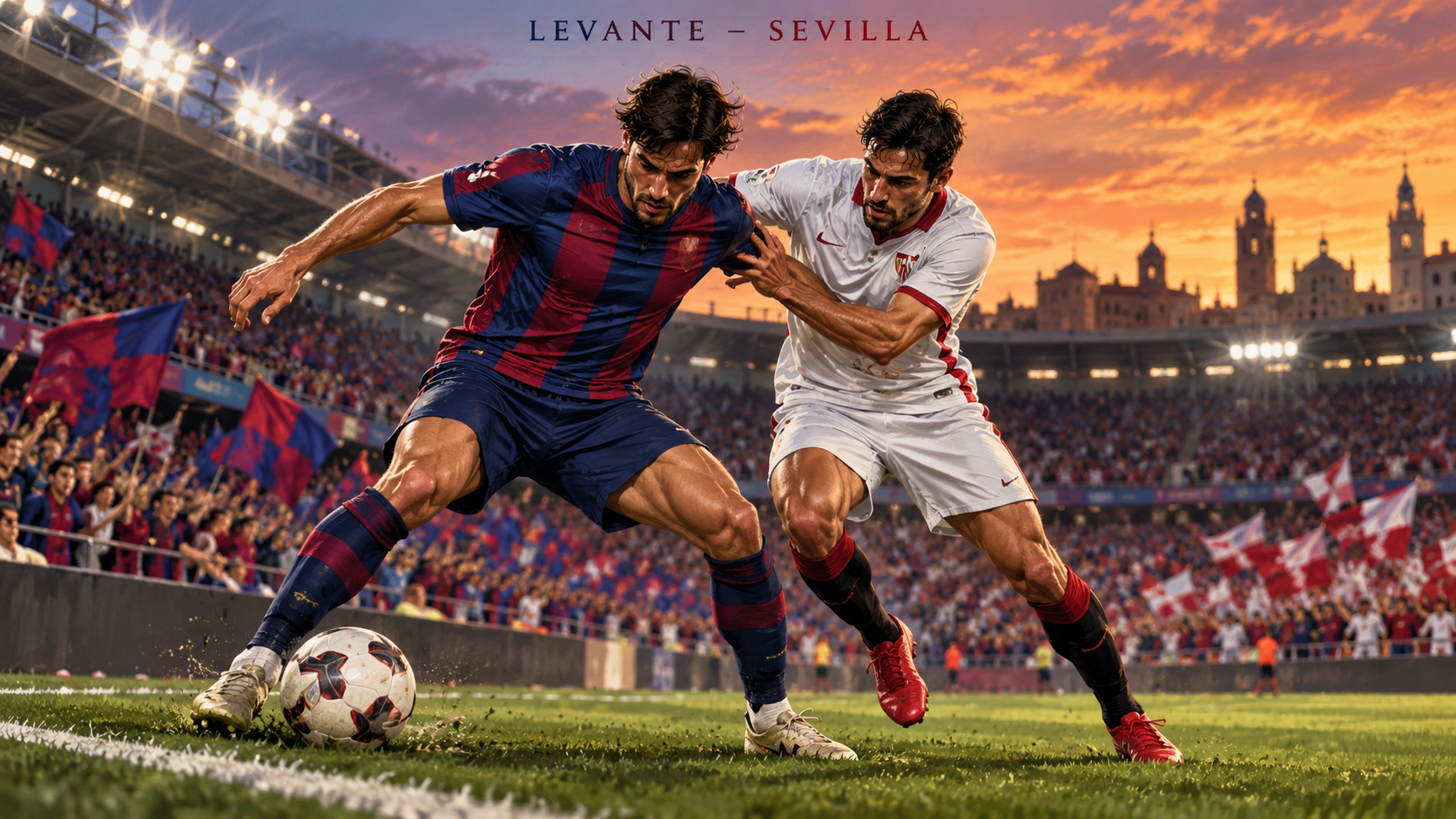Levante–Sevilla – AI-val készült futballmérkőzés-illusztráció
