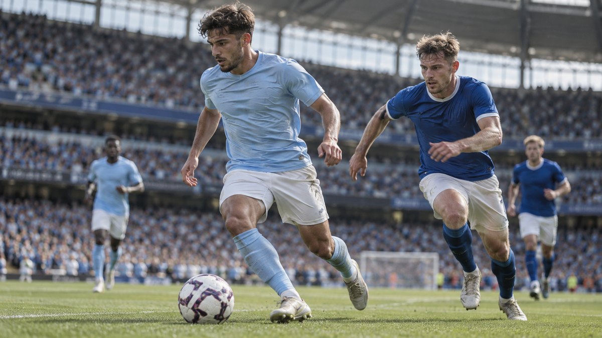 Manchester City–Ipswich – AI-val készült futballillusztráció