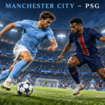 Manchester City–PSG – AI-val készült futballmérkőzés-illusztráció