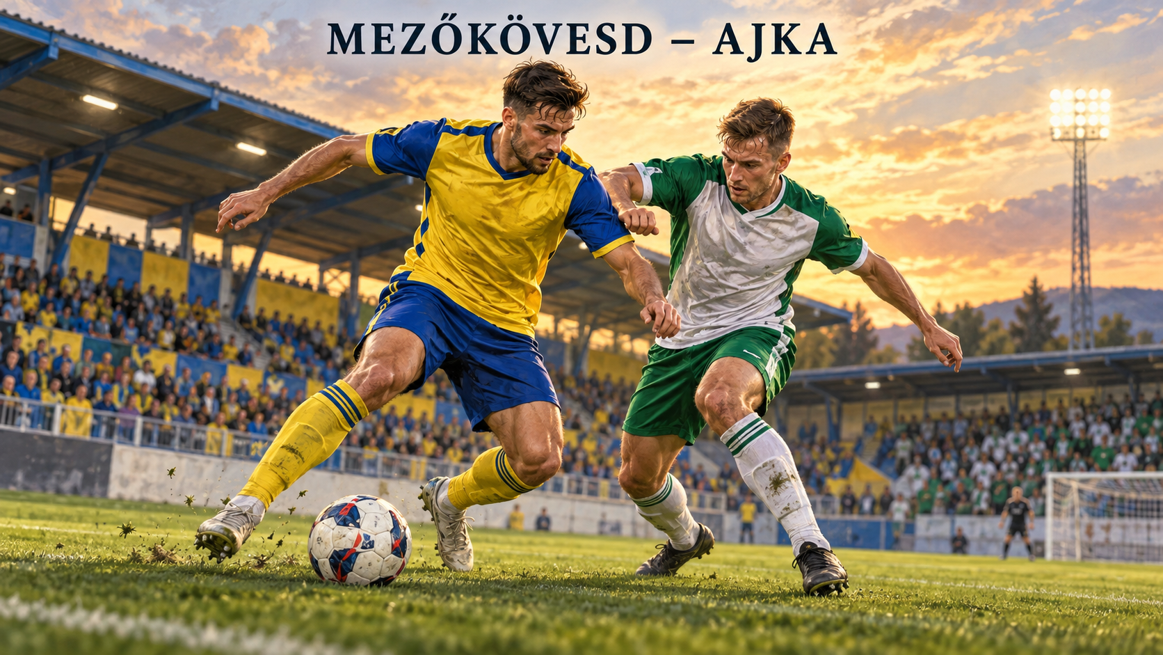 Mezőkövesd–Ajka – AI-val készült futballmérkőzés-illusztráció
