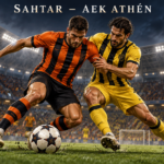 Sahtar Donyeck–AEK Athén – AI-val készült futballmérkőzés-illusztráció