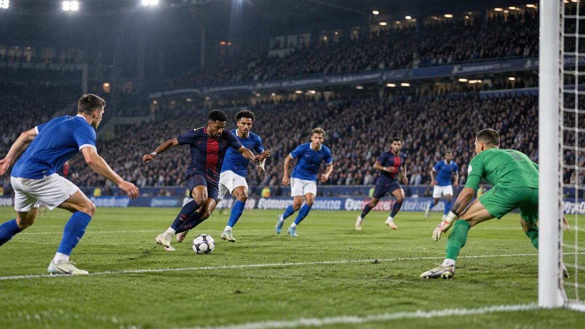 Sportfaktor – friss sporthírek, közvetítések és elemzések 45 Strasbourg–PSG – AI-val készült futballillusztráció