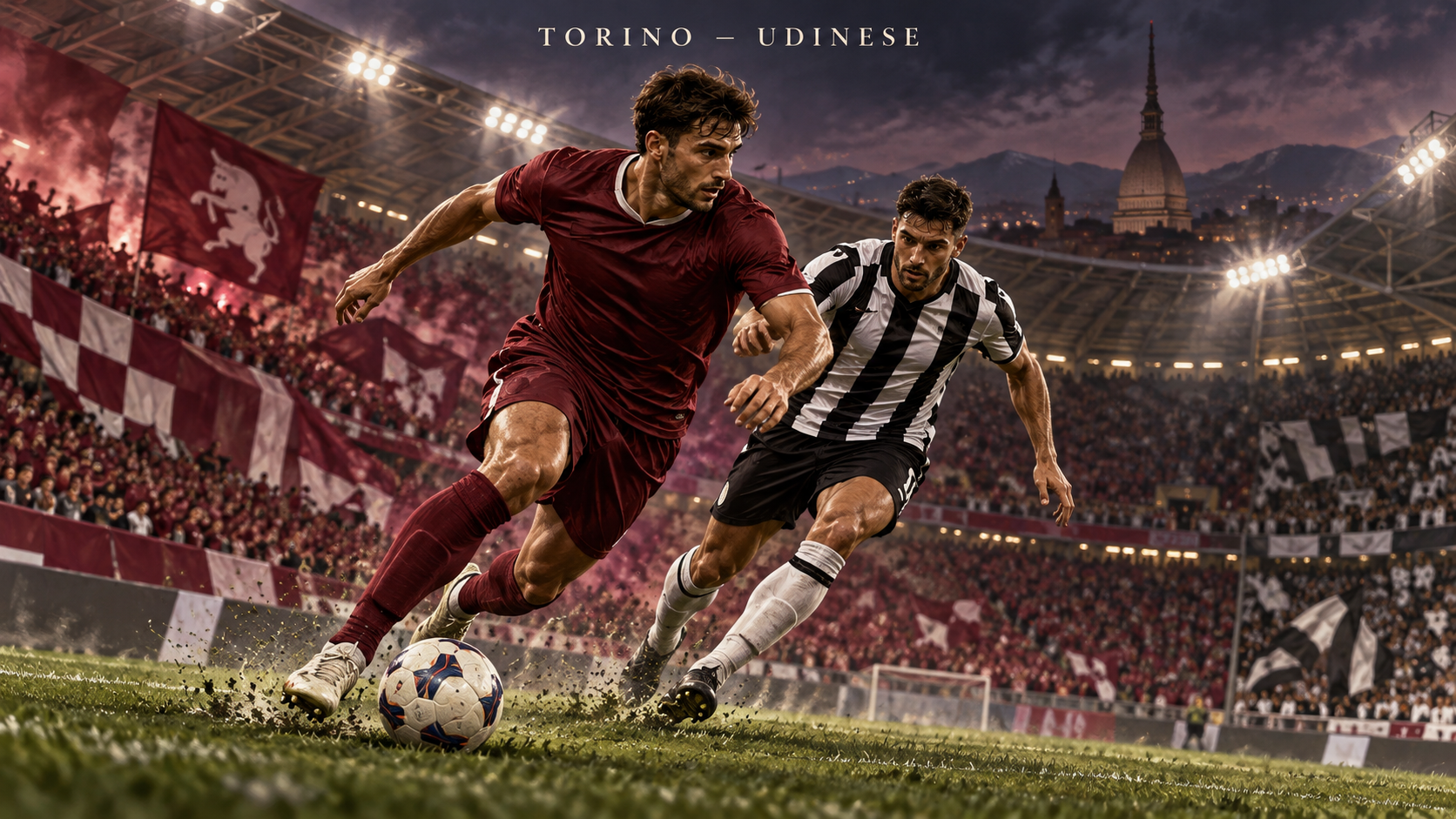 Torino–Udinese – AI-val készült futballmérkőzés-illusztráció