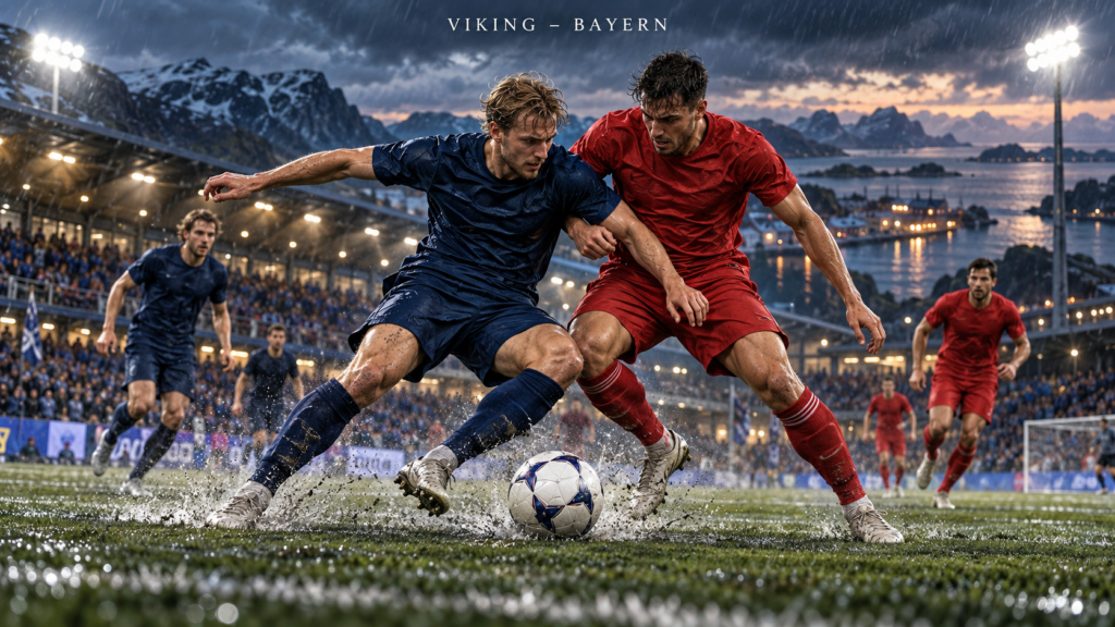 Viking–Bayern München – AI-val készült futballmérkőzés-illusztráció